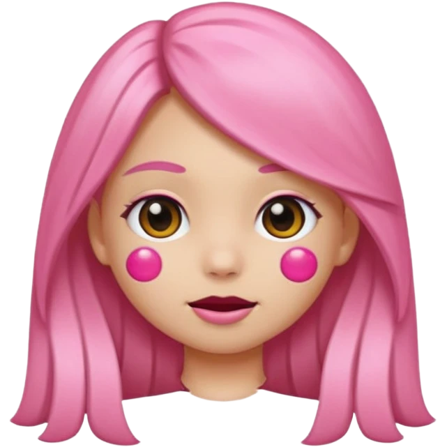Quiero un emoji de niña piel blanca cachetes rosados y pecas en su rostro cabello negro y largo. Y que este guiñando el ojo emoji