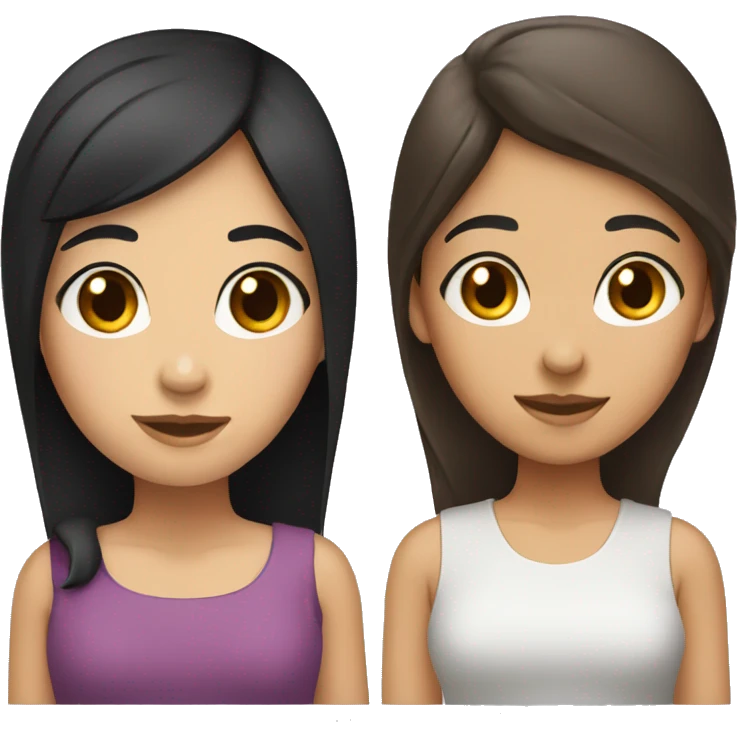 Girl with black hair to the chin and girl with brown hair to the shoulders emoji