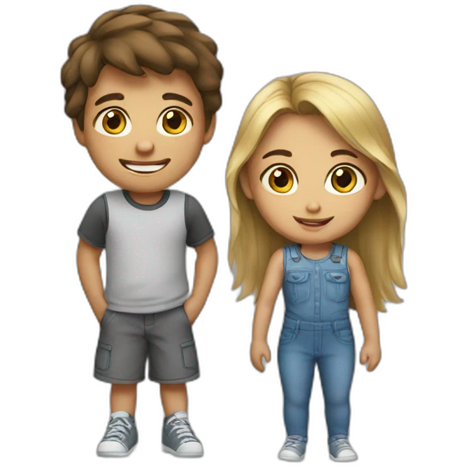 A girl with her brother emoji