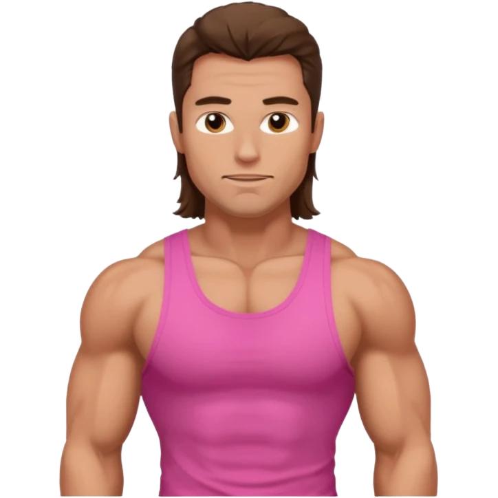 Long hair fat muscle men in pink tank top emoji