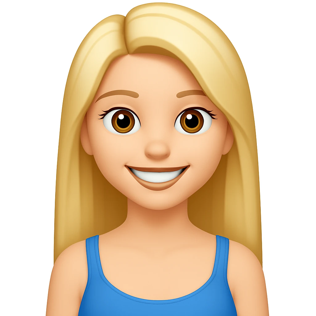 Make her hair much longer in the style of emoji (apple style emojis). Keep the emoji style look consistent. emoji