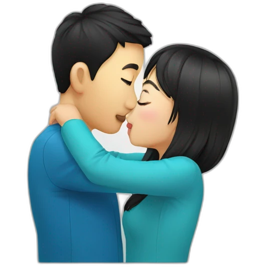 Chinese guy kissing Kazakh girl emoji