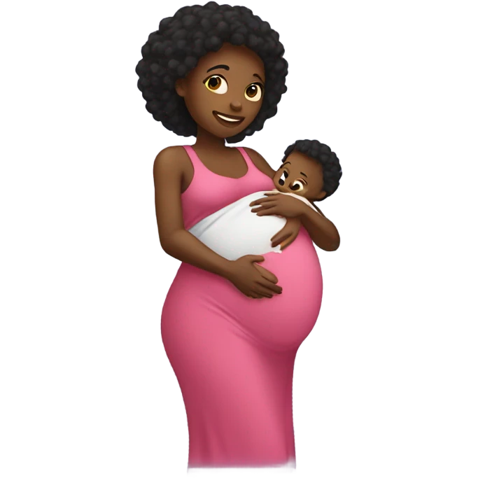Black pregnant mom holding baby emoji