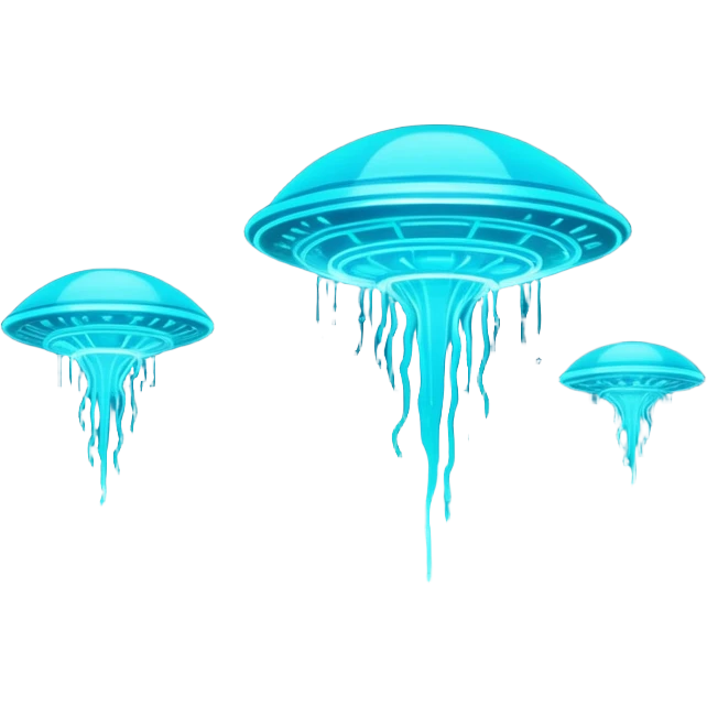 extraterrestrial futuristic otherworldly cyan bioluminescent neon-glowing aesthetic scenery emoji