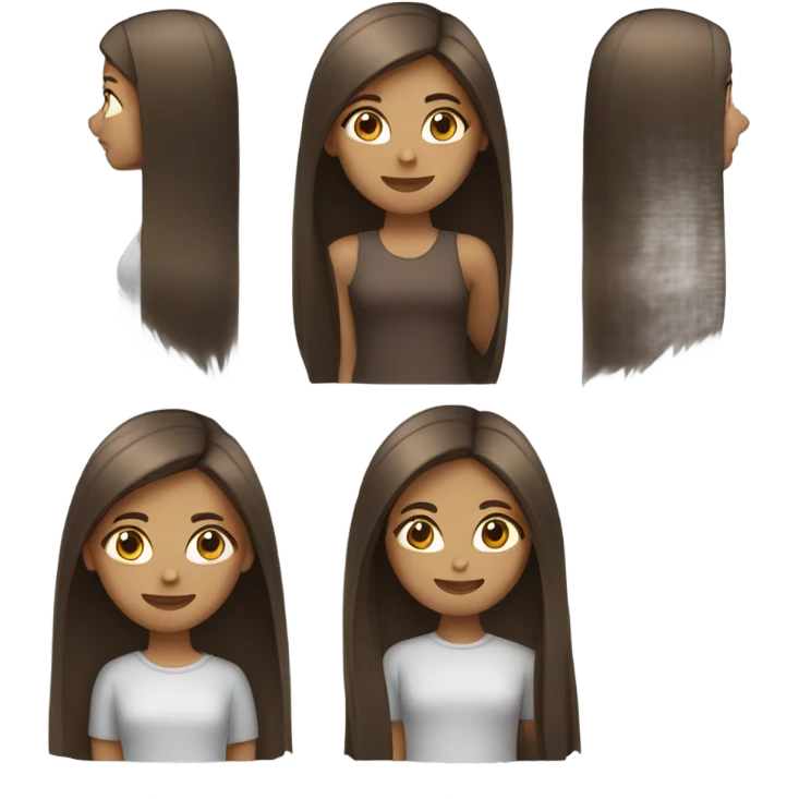 A girl with long straight hair brown or black  emoji