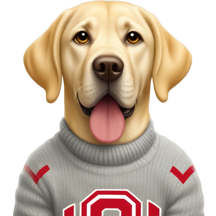 Yellow lab wearing ohio state sweater emoji