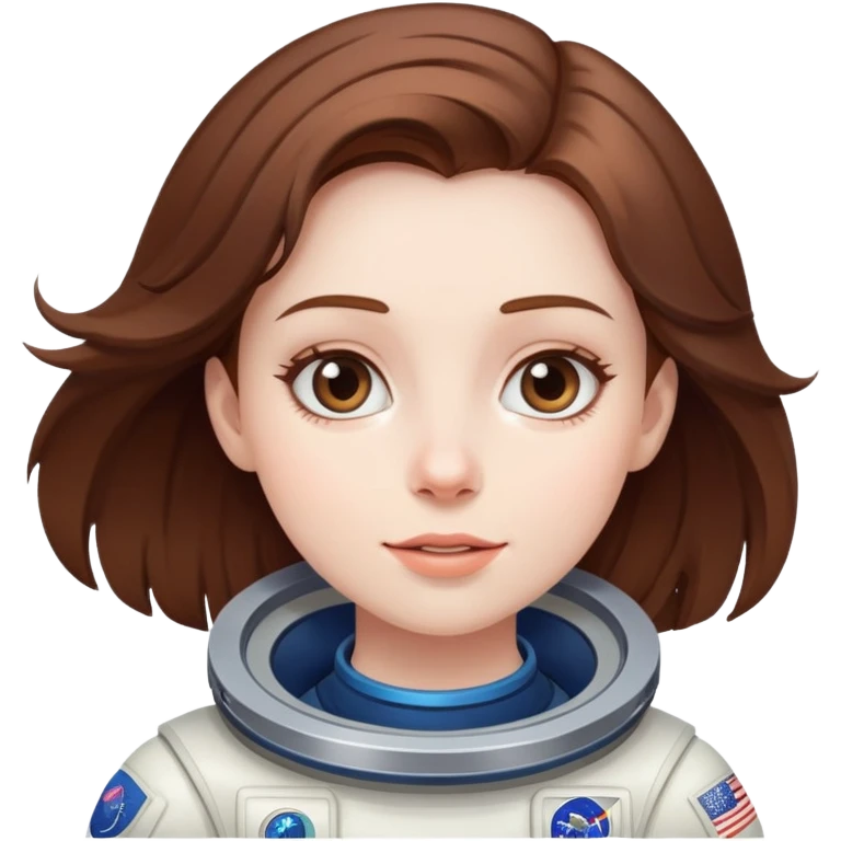 beautiful brown hair girl flying to space emoji