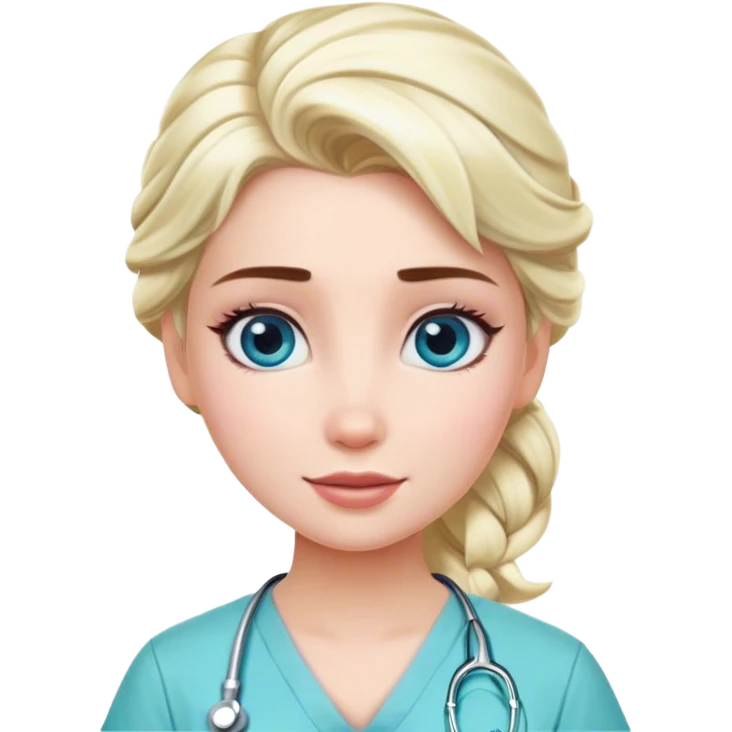 Elsa wearing nursing scrubs  emoji