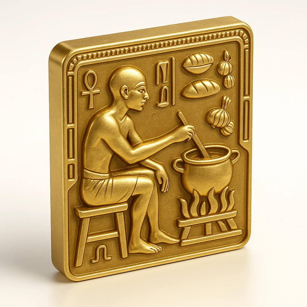 ancient Egyptian cooking scene in hieroglyphic style emoji