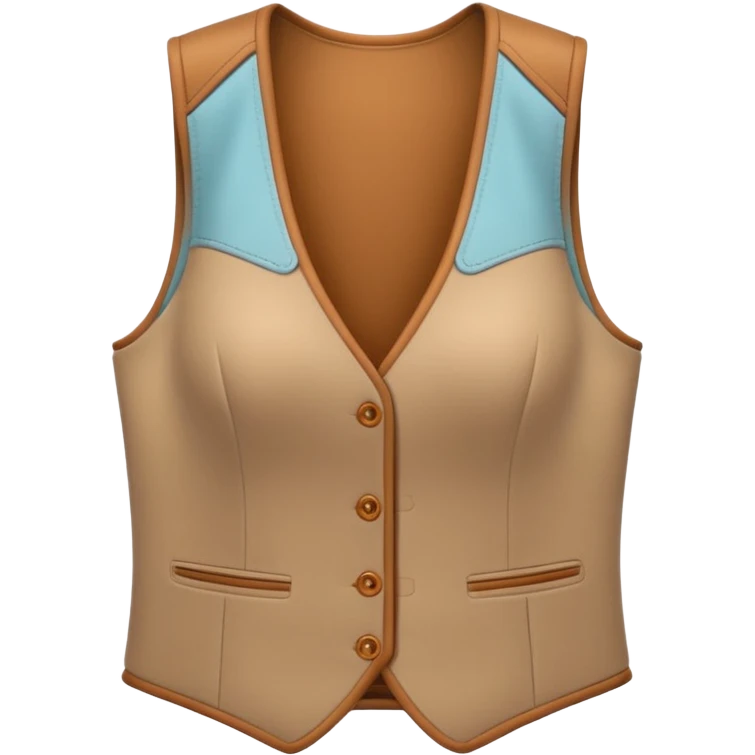 Apple-style 3D emoji of a women’s vest, sleeveless, fitted design, stylish cut, light fabric texture, feminine look, no background emoji