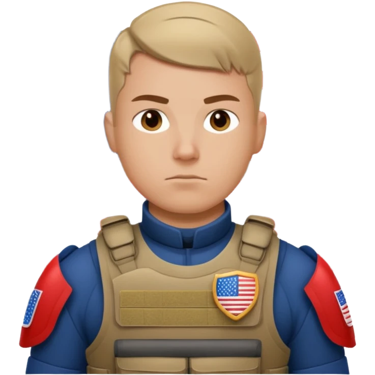 generate realistic white american soldier in body armor and full uniform with small usa flag on shoulder emoji