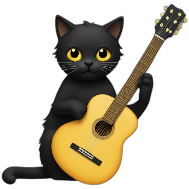 un chat noir qui fait de la guitare emoji
