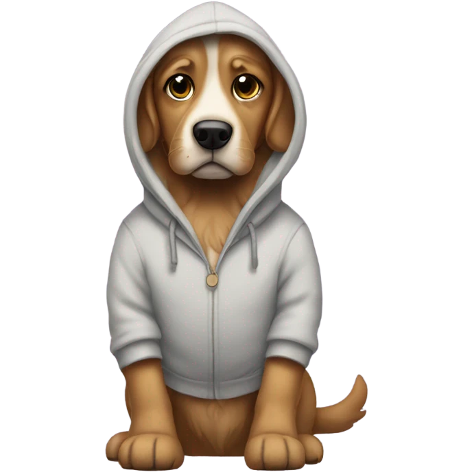 Dog wearing a hoodie and ugg slipers emoji