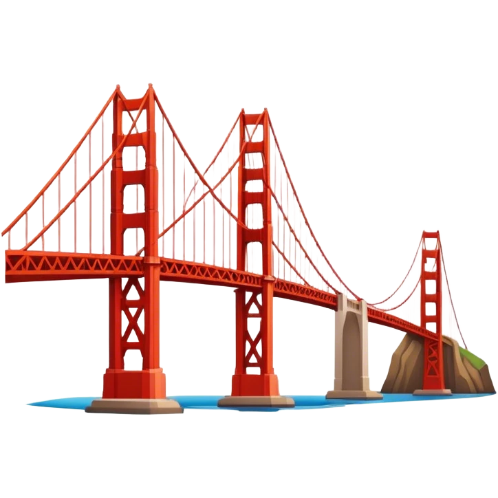 Cinematic Realistic Golden Gate Bridge Landmark Emoji, depicted with the iconic suspension bridge rendered with rich detail and vibrant, dynamic lighting. emoji