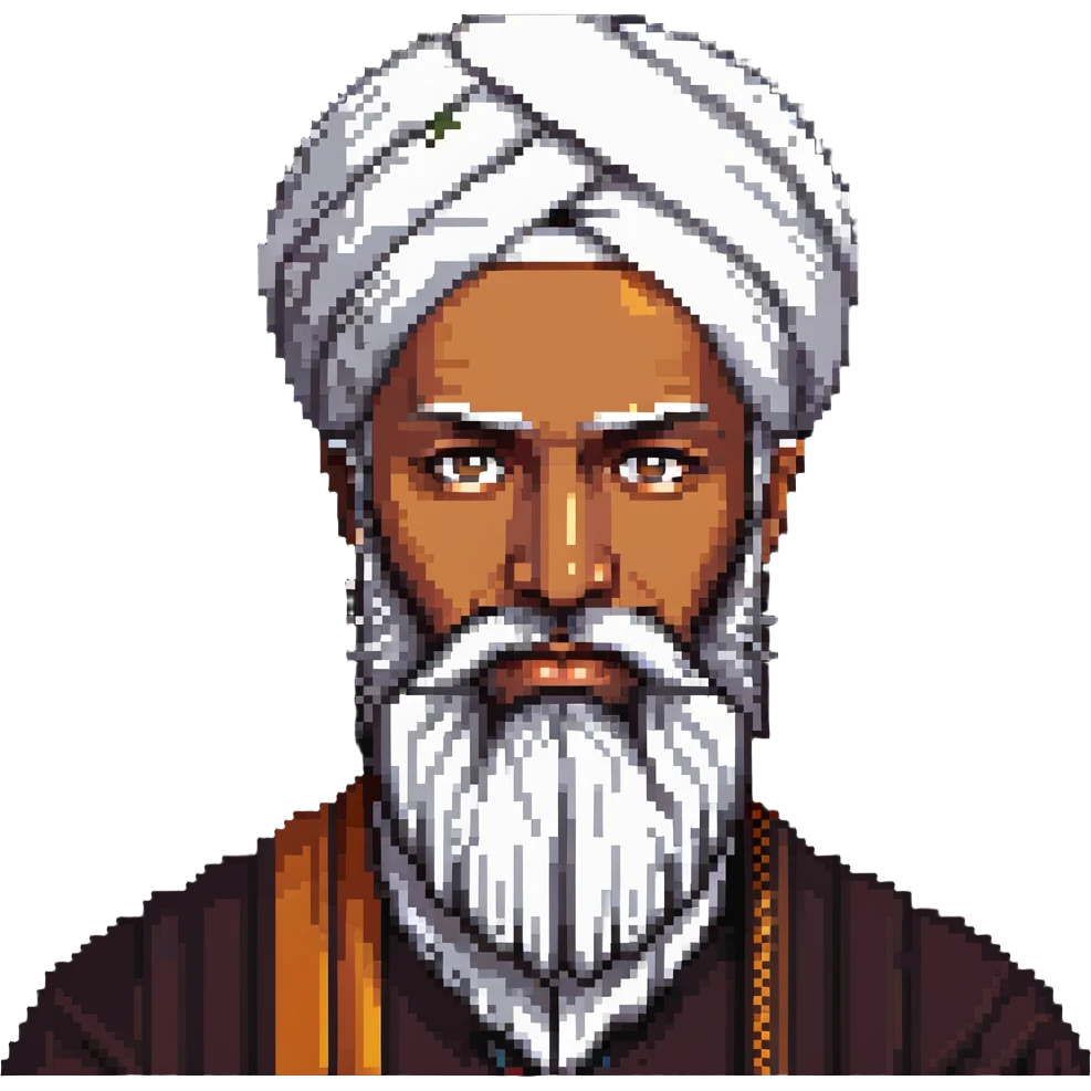 Muslim religious scholar with turban and beard, dignified expression emoji