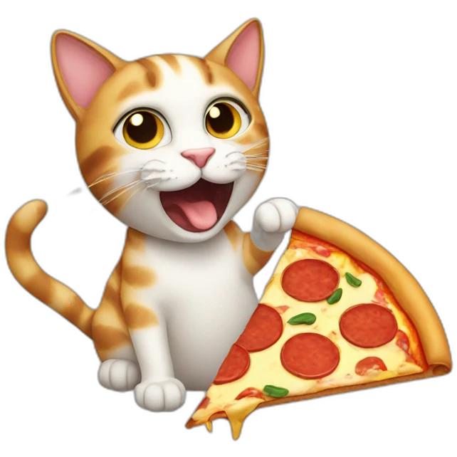 Cat eating a pizza emoji