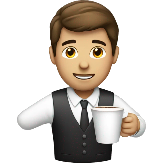 male in white collared shirt drinking coffee emoji