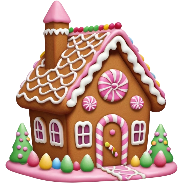 Gingerbread house pink emoji