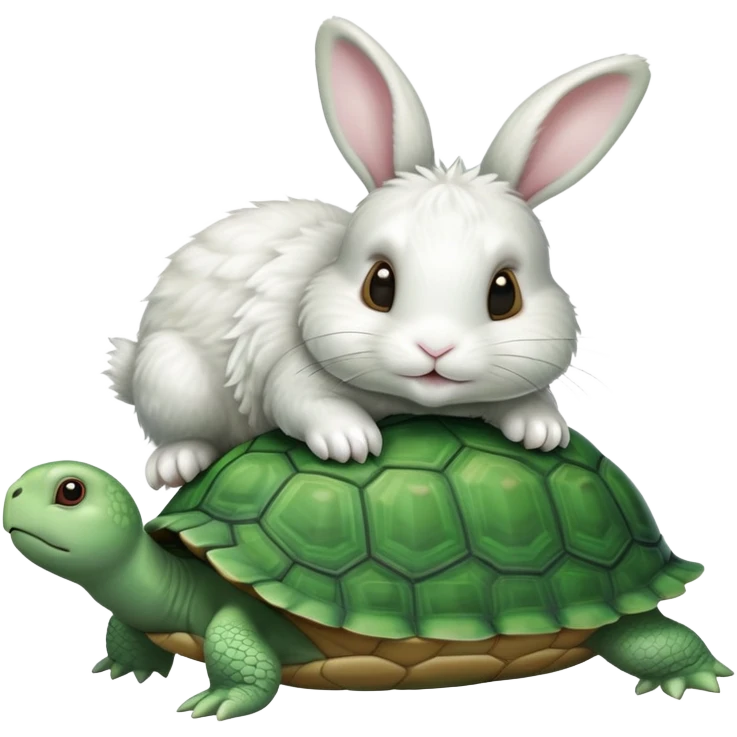 Bunny playing on turtle  emoji