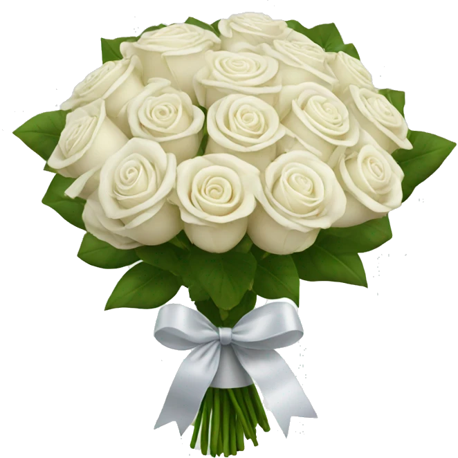 A huge bouquet with white and rose roses with a ribbon emoji