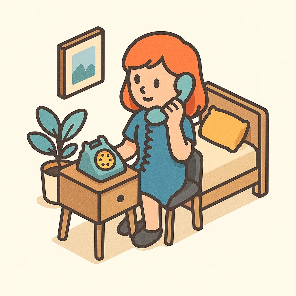girl talking on telephone in her room emoji