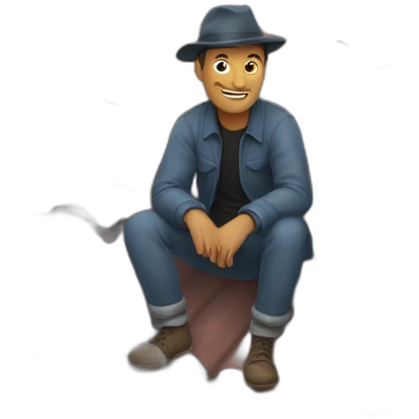 A man on a roof of a gerege emoji