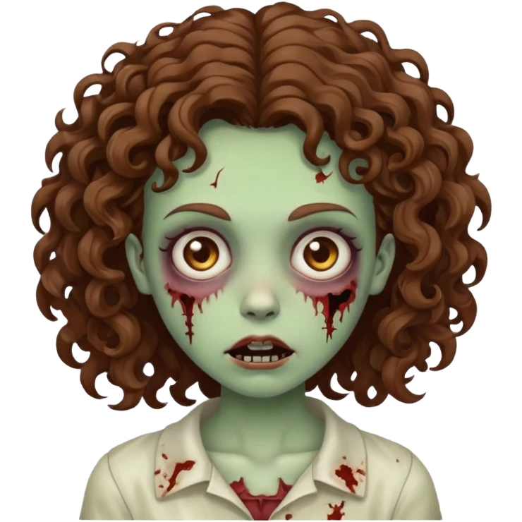 girl zombie with curly brown hair emoji