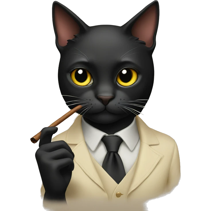black cat smoking cigar emoji