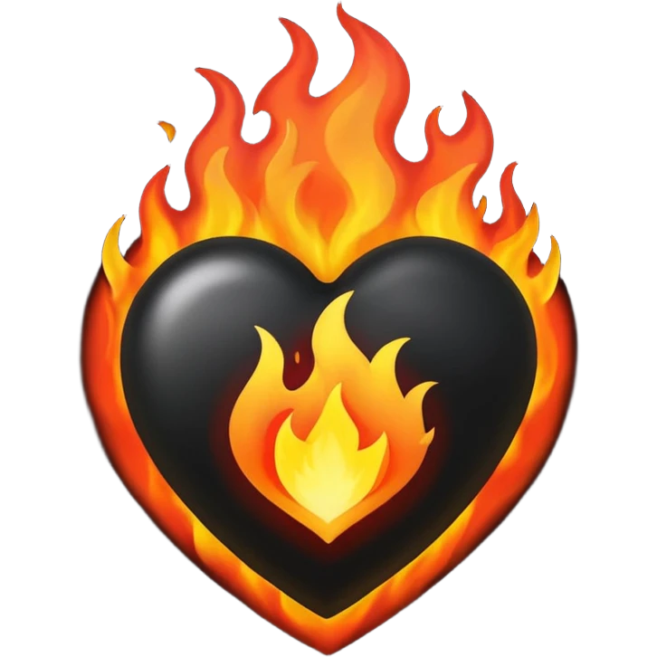 Black heart in big fire emoji