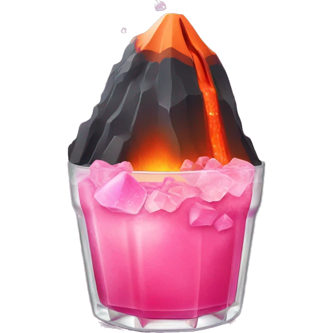 volcano but instead of lava coming out it is pink drink with ice cubes  emoji