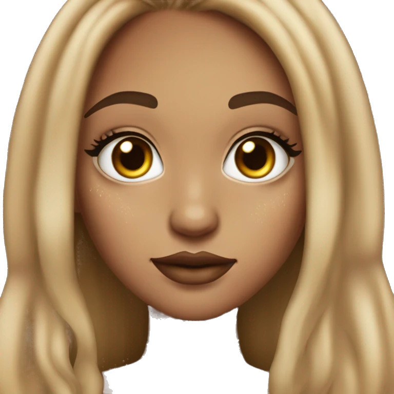 Light skin girl with light brown hair & hazel eyes & freckles & a septum piercing & long eyelashes  emoji