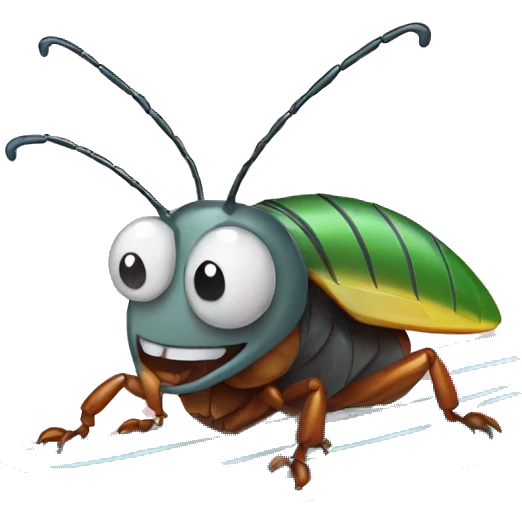Cockroach riding a surf board emoji