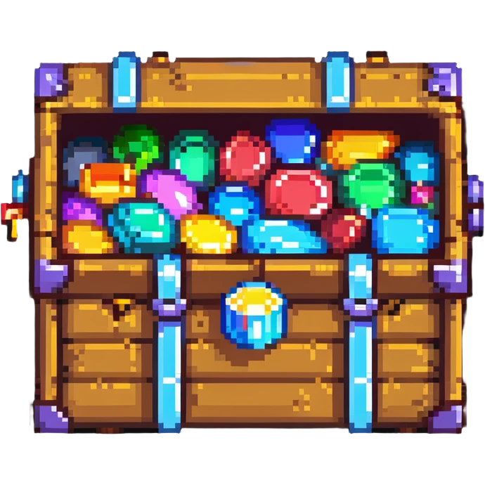 Premium treasure chest overflowing with pixel gems and special member flag emoji