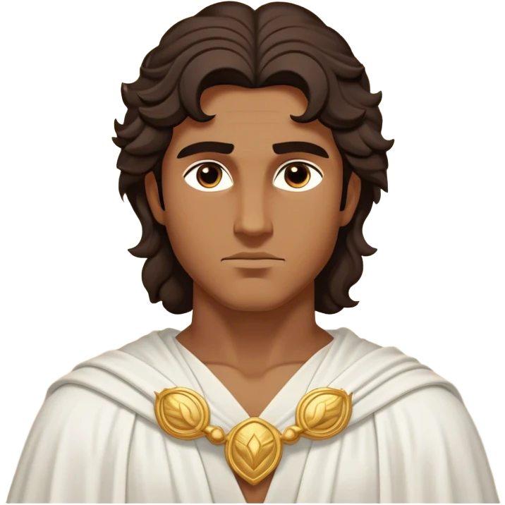 Cinematic Realistic Hercules Portrait, depicted as a classical Greek hero inspired by the Disney version yet echoing the refined proportions and serene dignity of Michelangelo's David. His idealized, sun-kissed bronze skin glows with timeless strength, and his thick, wavy dark hair falls in natural, sculpted curls. Draped in a flowing white robe with delicate golden accents, his expressive eyes radiate determined nobility, all rendered under dynamic natural lighting with a mythic, radiant glow. emoji
