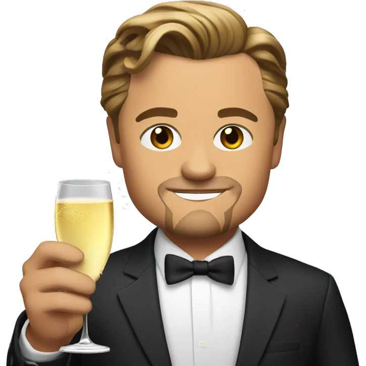 Dicaprio with a glass of champagne. emoji