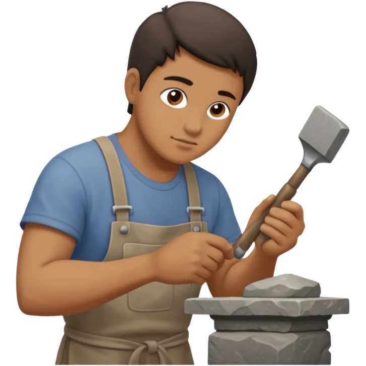 a sculptor during sculpting rock emoji