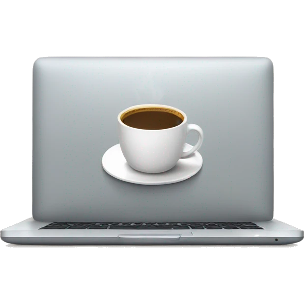 laptop with cup of coffe emoji