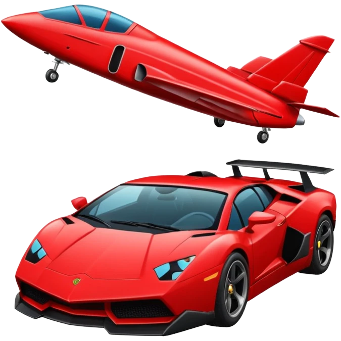 Black plane and red lamborgini emoji