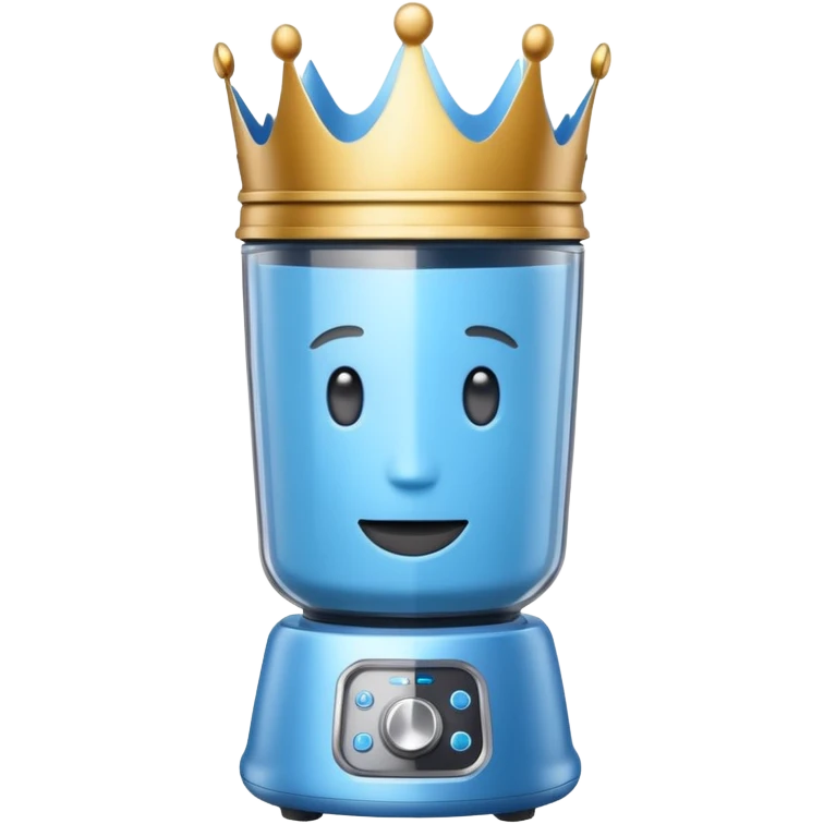 Blue blender with a crown emoji