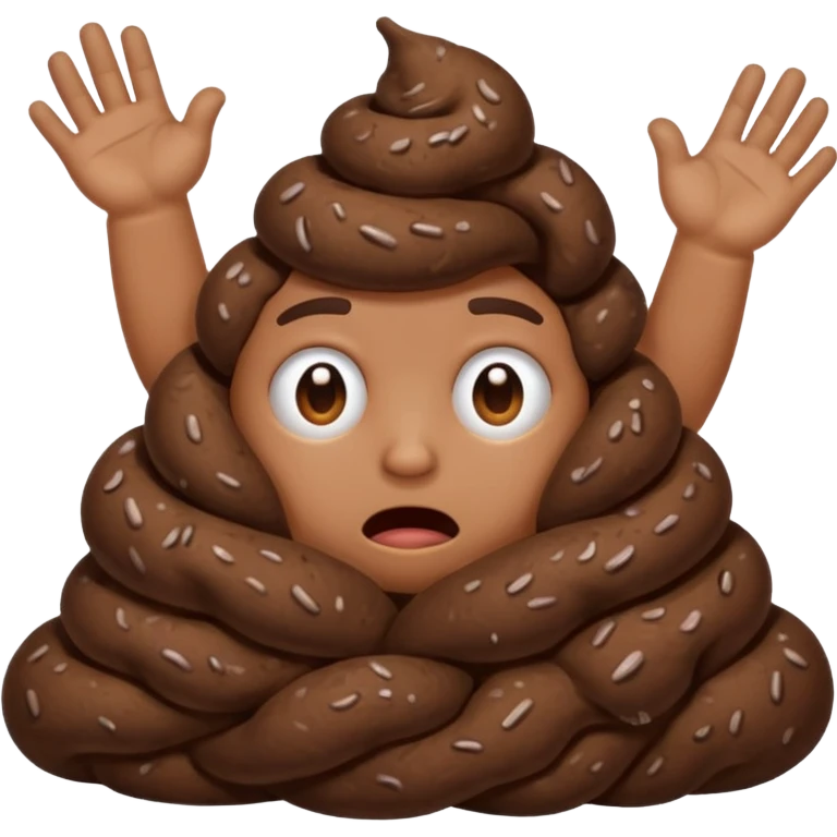 poop with hands stressed out emoji