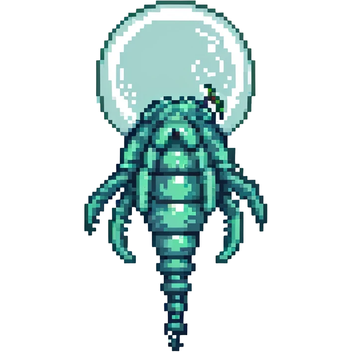 MRI parasitic embryo, digital, fetal small shape in otherworldly bubble, eerie, horror, pupa, crystalis, in-utero, sea-life, crustaceanoid, photorealismm siphonophore emoji