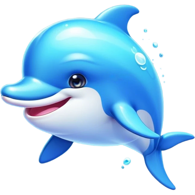 Cinematic Cheeky Dolphin Portrait Emoji, With a playful tilt of its head and a mischievous sparkle in its eyes, showcasing a sleek, shiny body accented by a quirky, animated smile and a cheeky wink, Simplified yet hilariously endearing features, highly detailed, glowing with a vibrant, sassy aquatic glow, high shine, spirited and fun, stylized with an air of quirky marine mischief, soft glowing outline, capturing the essence of a super cute dolphin that looks ready to splash its way into viral fame with playful charm! emoji