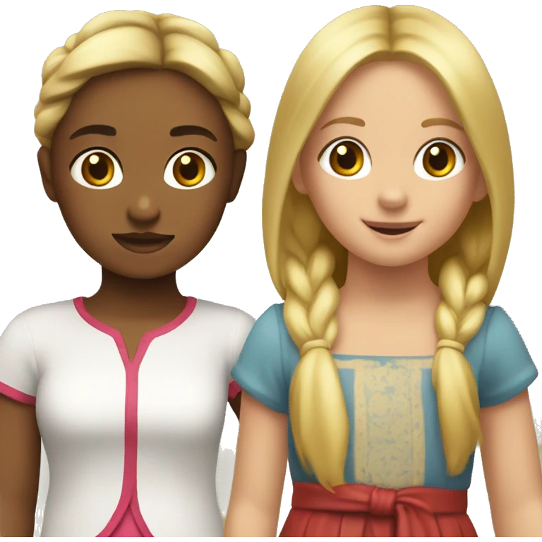 NIÑA RUBIA Y NIÑA CASTAÑA JUGANDO emoji