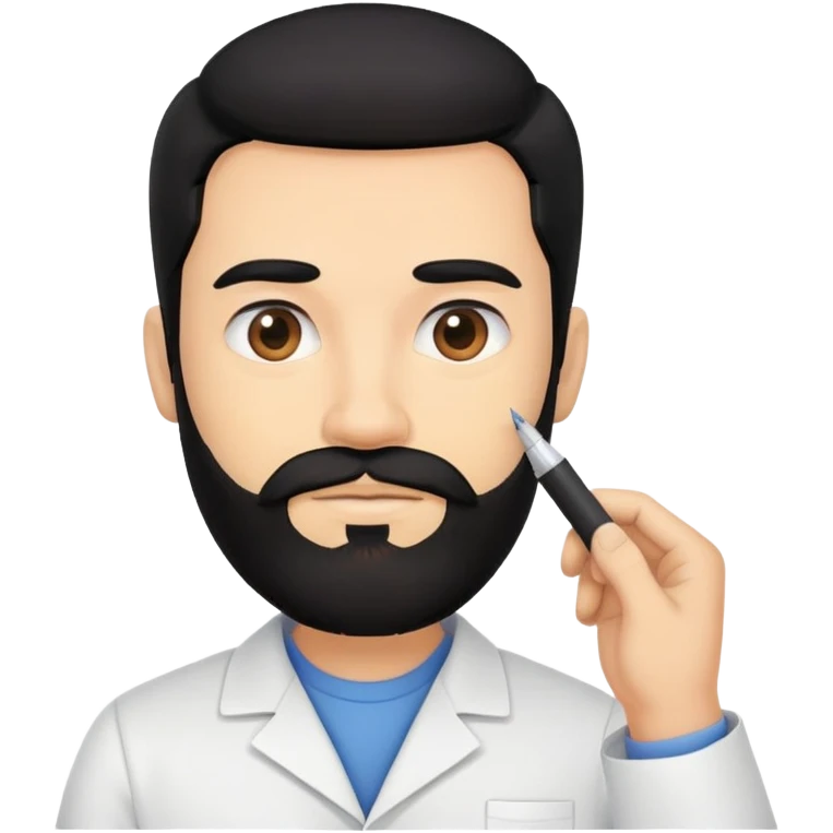 A man with black hair and a beard passing a big test emoji