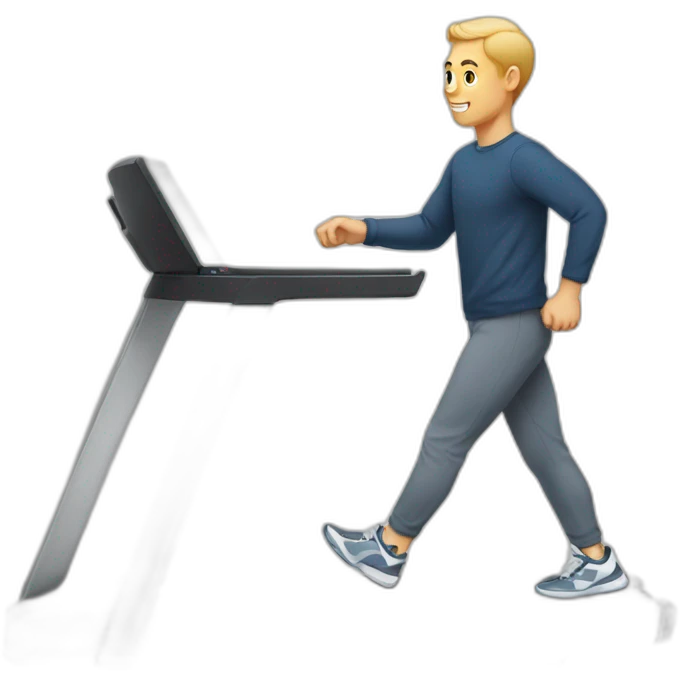White Man with laptop walking on treadmill emoji