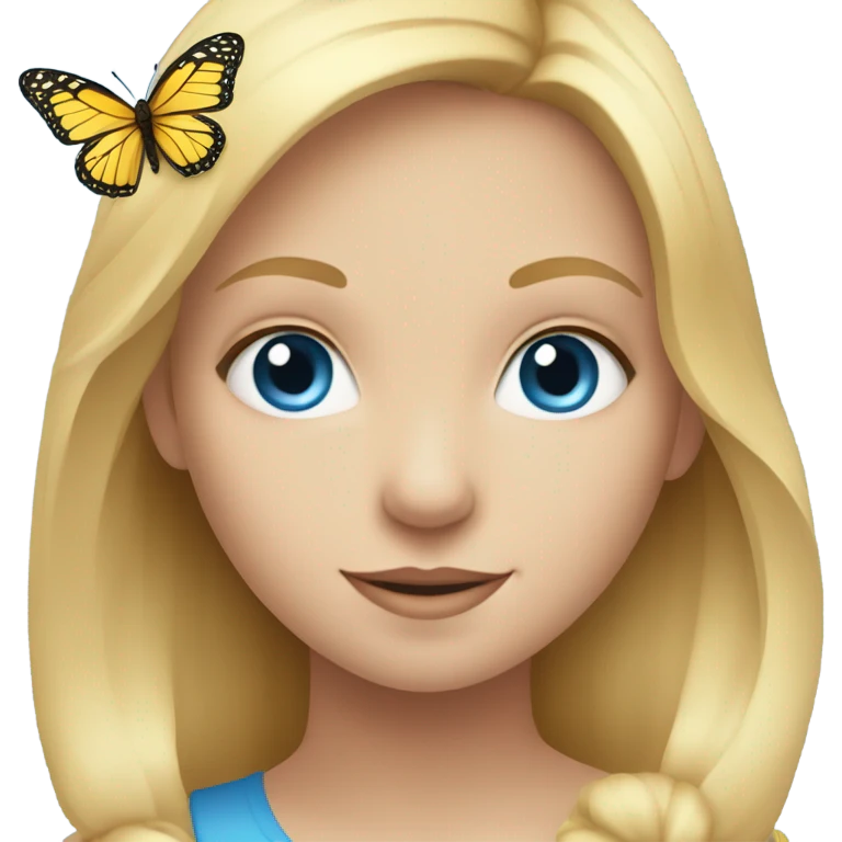 Blond girl blue eyes butterfly  emoji