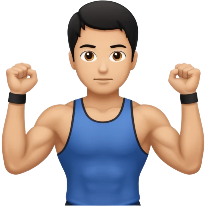 Man from backside with black hair gym back and hands holding something on both sides emoji