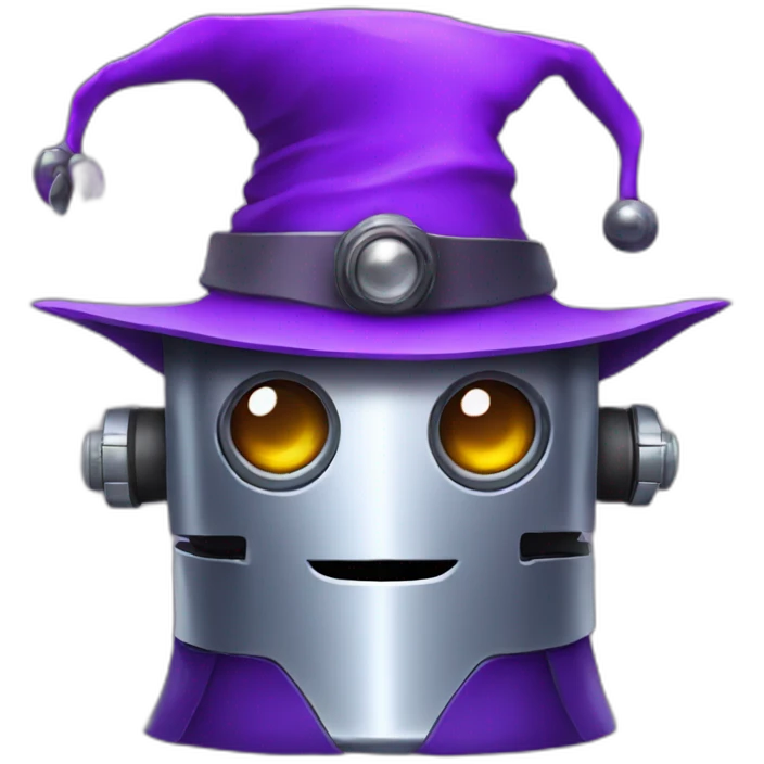robot with purple wizard hat emoji