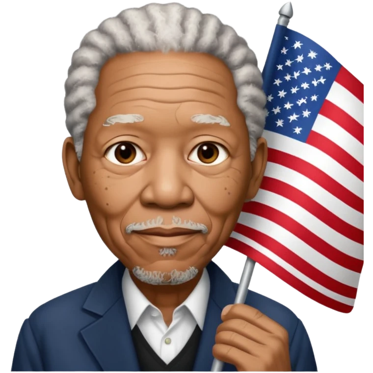 morgan freeman holding an american flag emoji