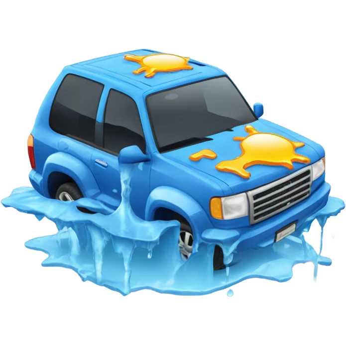 Blue suv melting like an ice block in the sun emoji